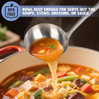 HOTEC Stainless Steel Soup Ladle Spoon 13.7" – Kitchen Ladle for Cooking and Serving, One-Piece 304 Stainless Steel Serving Spoon for Soup, Stew, Gravy, Broth