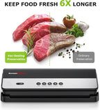Bonsenkitchen Vacuum Sealer Machine, Multi-Functional Food Sealer with Built-in Cutter & Bag Storage, High-Speed Continuous Working with Globefish Technology, Includes Vacuum Bags & Roll Bag, Black