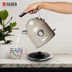 Haden Dorset 4 Slice Wide Slot Stainless Steel Toaster Bundled with 1.7 Liter Stainless Steel Electric Kettle with 360-Degree Base, Putty & Chrome