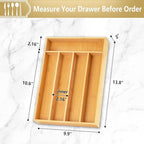 Silverware Organizer, 2 Pack 10 Inch Utensil Organizer Kitchen Drawer Organizer Bamboo Silverware Holder Cutlery Tray Organizer in Drawer Flatware Organizer Tray(5 slots, Natural）