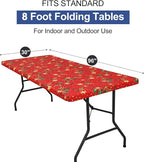 homing Rectangle Table Cloth Cover, Waterproof Polyester Elastic Fitted Tablecloth, Fits for 8 Foot Folding Tables, Washable Table Protector for Christmas, Holiday, Party (Flowers, 30" x 96")