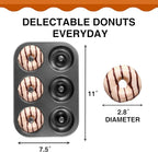 HONGBAKE Donut Pan For Baking, Upgraded Deepened Doughnut Tray, 2 Pack 6 Cavity Mini Bagel Mold for Oven, Nonstick and Heavy Duty - Black