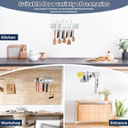 12 Inch Magnetic Knife Holder with 5 Hooks, No Drilling Wall Mount, Powerful Magnet Strip and Utensil Hanger