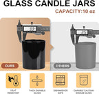 10 OZ Thick Candle Jars for Making Candles 15 Pcs, Empty Jars with Wood Lids for Candle Making, Sample Container, Light Black