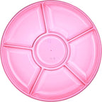 Plasticpro 6 Sectional Round Plastic Serving Tray/Platters Pink Pack of 4
