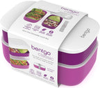 Bentgo Classic - Adult Bento Box, Stackable 3-Compartment Lunch Box with Removable Utensil Set and Sealing Strap, BPA-Free, Food Container Ideal for Meal Prep, Work, and On the Go (Purple)