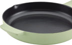 KitchenAid Enameled Cast Iron Frying Pan/Skillet with Helper Handle and Pour Spouts, 12 Inch, Pistachio