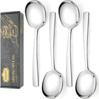 4 Piece Stainless Steel Serving Spoons Set - 4 Large Spoons, 9.2-Inch, Dishwasher Safe, for Parties/Kitchen/Buffet/Catering