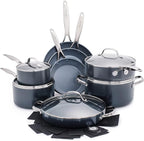 GreenPan 16 Piece Valencia Pro Ceramic Nonstick Cookware Set, PFAS-Free, Induction Ready, Hard Anodized Pots & Pans with Lids, Compatible on All Cooktops, Dishwasher & Oven Safe, Gray