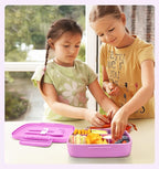 Bento Lunch Box with Kids/Adults, 5 Compartments Leakproof Lunch Container with Dressing Cup, Eco-Friendly Double Insulated Boxes, Dishwasher and Microwave Safe, BPA-Free (purple)