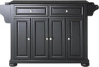 Crosley Furniture Alexandria Granite Top Rolling Kitchen Island Storage Cart, Microwave Stand, Spice Rack, Black