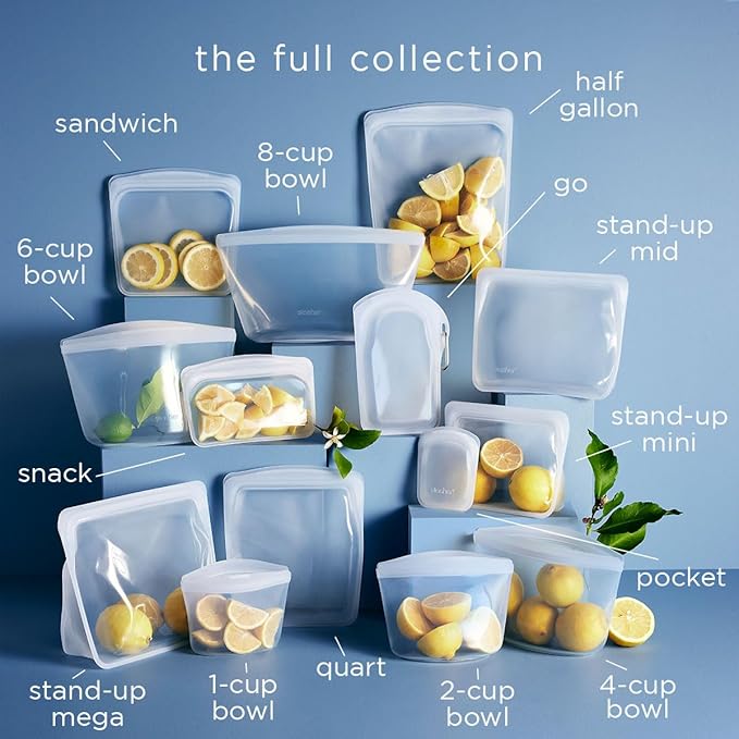Stasher Premium Silicone Reusable Food Storage Bags, 6-Pack, Tie Dye Multi, Multi-Use Food Storage Bags, Lunch Bag, Travel Containers, BPA Free, Leak-free, Dishwasher-Safe, Eco-friendly