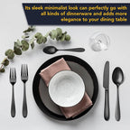 40 Piece Black Silverware Set Service for 8, EIUBUIE Premium Stainless Steel Black Cutlery Set, Mirror Polished Flatware Sets, Modern Kitchen Eating Utensils Sets Include Forks Spoons Knives