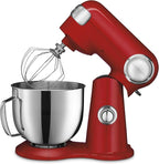 Cuisinart Stand Mixer, 12 Speed, 5.5 Quart Stainless Steel Bowl, Chef’s Whisk, Mixing Paddle, Dough Hook, Splash Guard w/ Pour Spout, Ruby Red, SM-50R, Manual