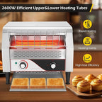 Dyna-Living Commercial Toaster 450 Slices/H Restaurant Toasters 110V 2600W Conveyor Rotating Toaster Oven Commercial Belt Toasters Hamburger Bread Bun Toaster for Restaurant