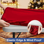 homing Rectangle Table Cloth Cover, Waterproof Polyester Elastic Fitted Tablecloth, Fits for 6 Foot Folding Tables, Washable Table Protector for Christmas, Holiday, Party (Red, 30" x 72")