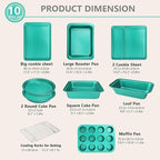10-Piece Nonstick Bakeware Set Baking Pans, Baking Sheets, Cookie Sheets, Muffin Pan, Bread Pan, Pizza Pan, Cake Pan and Cooling Rack, Oven Safe/0.8mm Thick/Dishwasher Safe/Heavy Duty