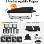 12 Blade All-in-1 Vegetable Chopper Mandoline Slicer with Container, Spiralizer with Contianers, Food Chopper, Onion Chopper, Veggie Cutter for Salad, Kitchen Gadgets Accessories Essentials, Black