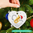 Customized Tuba Instrument Christmas Ceramic Ornament 2025, Tuba Player Christmas Tree Ornaments, Personalized Tubaist Xmas Ornament with Text Name & Year, Gifts for Men Women Music Lovers
