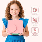 Bento Box for Kids - Leak-Proof Bento Lunch Box with Insulated Thermos Food Jar - 4 Compartments, 1 Removable Divider, 1Spoon, 1 Fork - Dishwasher Safe, BPA-Free (Light pink)