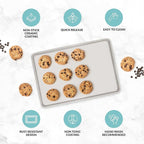Boxiki Kitchen Nonstick Ceramic Baking Sheet/Cookie Sheet - Set of 2, Durable and Easy to Clean Baking Pans for Kitchen - Dishwasher and Freezer Safe, PFAS-Free (Half Sheet Pan)