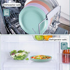 12 Pcs Unbreakable Deep Dinner Plates Set, 9 inch Reusable Plastic Wheat Straw Plates, Microwave and Dishwasher Safe Plate for Kitchen, Lightweight Plate for Dessert, BPA Free, 6 Colors