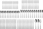 Oneida Silverware Set For 12, Moda 75-Piece Fine Flatware Set with Serving Utensils, Service For 12, 18/10 Stainless Steel, Mirror Finish, Dishwasher Safe, Knives Spoons and Forks Set(Silver 75 Piece)