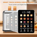 2 Slice Toaster Touch Screen, Stainless Steel Toasters Digital Timer 2 Slot Toasters, 8 Shade Settings 6 Bread Types for Bagel, Cancel, Defrost (Grey)
