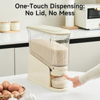 Rice Dispenser 22Lbs, Slim Rice Storage Container for Small Space, BPA-Free Clear Dry Food Dispenser Sealed Moisture Proof, Grain&Cereal Storage Bucket for Kitchen Pantry Household, Cream White