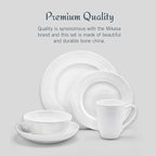 Mikasa Levi 40 Piece Bone China Dinnerware Set, Embossed Plates Bowls, Chip-Resistant, Lightweight, Elegant and Durable, Service for 8, White