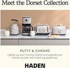 Haden Dorset 4 Slice Wide Slot Stainless Steel Toaster with Adjustable Browning Control & Non-Slip Feet, Putty & Chrome