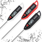 3 Pcs Instant Read Meat Thermometer with Long Probe 9.65 Inch Kitchen Cooking Food Candy Waterproof Digital Thermometer for BBQ Water Milk Yogurt Liquid (Pointed,Black,White,Red)