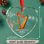 Customized Year Text Name Harpist Harp Player Glass Christmas Ornament, Personalized Harp Musical Instrument Xmas Ornaments Gift for Bestie Coworker Parents Grandkids,Unique Harps Instrument Ornament