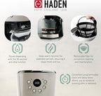 Haden 12 Cup Programmable Drip Coffee Maker Coffee Machine Bundled with Dorset 4 Slice Wide Slot Stainless Steel Toaster, Putty & Chrome
