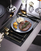 Lemeya 20-Piece Hammered Black Gold Silverware Set,18/10 Stainless Steel Forging Heavy Duty Cutlery Set for 4, Luxury Unique Flatware Set,Spoons and Forks Set,Mirror Polished,Dishwasher Safe