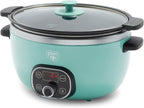 GreenLife 8QT Slow Cooker, Non-Toxic PFAS-Free Ceramic Nonstick Removable Interior Bowl, Programmable, Family Friendly, Keep Warm, Stovetop & Oven Safe, Dishwasher Safe Parts, Glass Lid, Turquoise