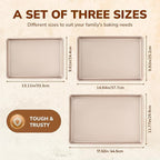 Nonstick Baking Sheet Pan Set of 3, Heavy Duty Cookie Sheets for Oven, 0.6mm Thick Quarter Size & Half Size & Jelly Roll Pan, Rustproof & Easy Clean with Textured Surface(Champagne Gold)