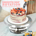 O’Creme Cake Turntable Stand, 12 inch – Heavy-Duty Aluminum Alloy Rotating Turn Table Display Lazy Susan for Decorating Cakes & Cupcakes with Non-Slip Base- Ideal for Weddings, Birthdays