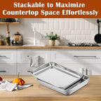 E-far Small Baking Sheet with Wire Rack (2 Pans + 2 Racks), Stainless Steel Cookie Sheets Trays & Cooling Rack for Toaster Oven, Non Toxic & Warp Resistant, Oven & Dishwasher Safe, 10.5 x 8.3 x 1 Inch