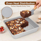 9-Inch Square Cake Pan Set of 2, Heavy Duty Nonstick with Textured Honeycomb Surface, Aluminized Steel BPA & PFOA Free, Warp Resistant, Even Heating for Brownies, Lasagna, Pizza & Casseroles