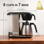 Bonavita Enthusiast 8 Cup Drip Coffee Brewer, Pour Over, SCA Certified Coffee Machine with Thermal Carafe, Stainless Steel Panel, Removable Reservoir