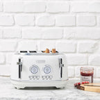 Haden Dorset 4 Slice Wide Slot Stainless Steel Toaster with Adjustable Browning Control & Non-Slip Feet, Ivory & Chrome
