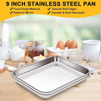12Pcs Stainless Steel Baking Sheet Pan Set, Cookie Sheet Metal Baking Pan Oven Tray, Cooking Baking Sheet for Toaster Oven, Easy Clean, Dishwasher Safe, 9 x 7 x 1 Inch