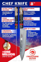 Dalstrong Chef Knife - 8 inch - Firestorm Alpha Series - Premium 10Cr15CoMoV High-Carbon Steel - Traditional Japanese Wa Stabilized Wood & Resin Handle - Kitchen Knife - Chef's Knife