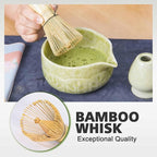 Matcha Whisk Bowl Set, 7PCS All-in-One Japanese Tea Set Includes Matcha Bowl with Spout, Bamboo Whisk (Chasen) with Stand, Scoop, Sifter, Complete Kit for Ceremony, Gift for Matcha Tea Lovers(Ivory)