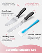Kootek Aluminium Cake Turntable Set, Baking Tools with Revolving 12" Cake Stand for Decorating, 12.7" Offset Spatula, 3 Stainless Steel Frosting Icing Smoother, Cake Serve Cake Decorating Kit Supplies