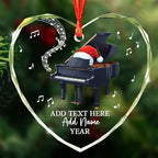 Customized Text Name & Year Piano Christmas Glass Ornament, Piano Lover Christmas Ornaments 2025, Personalized Pianist Xmas Tree Ornament, Musical Instrument Xmas Decor Gift for Son Daughter