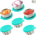 6x1.6 Oz Salad Dressing Containers With Lids, Small Leakproof Reusable Stainless Steel Salad Dressing Container To Go For Lunch Boxes,Sauce containers, Picnics,Travel Meal Prep And Kitchen Storage.