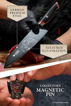 Dalstrong 8 inch Chef Knife- Game of Thrones™ Knife - House Targaryen™ Edition - German Premium Steel - Professional G10 Handle -Collection Item Toughbuilt Knife- w/Sheath