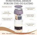 SOLIGT 2 Pack Overnight Oats Containers with Lids, Folding Spoons and Divided Compartments for Fruit & Nuts, Small Glass 16oz Mason Jars for Oatmeal Yogurt Parfait